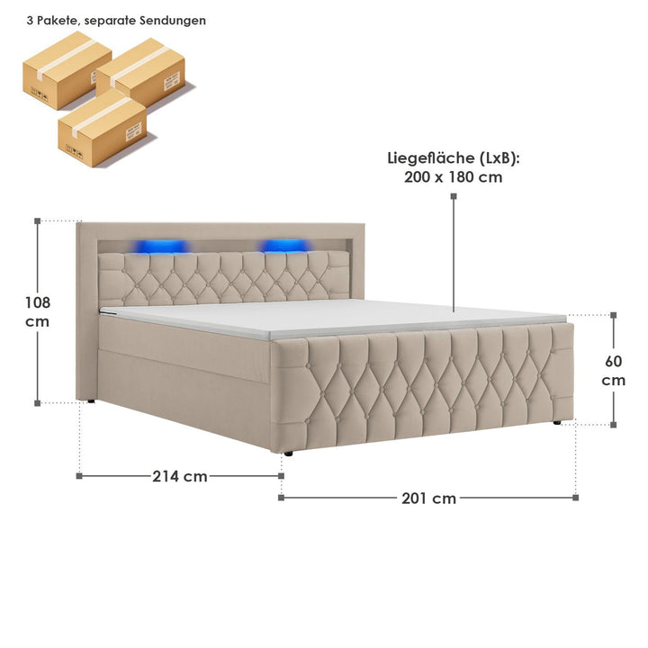 Boxspringbett Leona - Samt