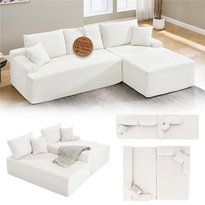 Sofa Coredo mit Cord Bezug & Dekokissen