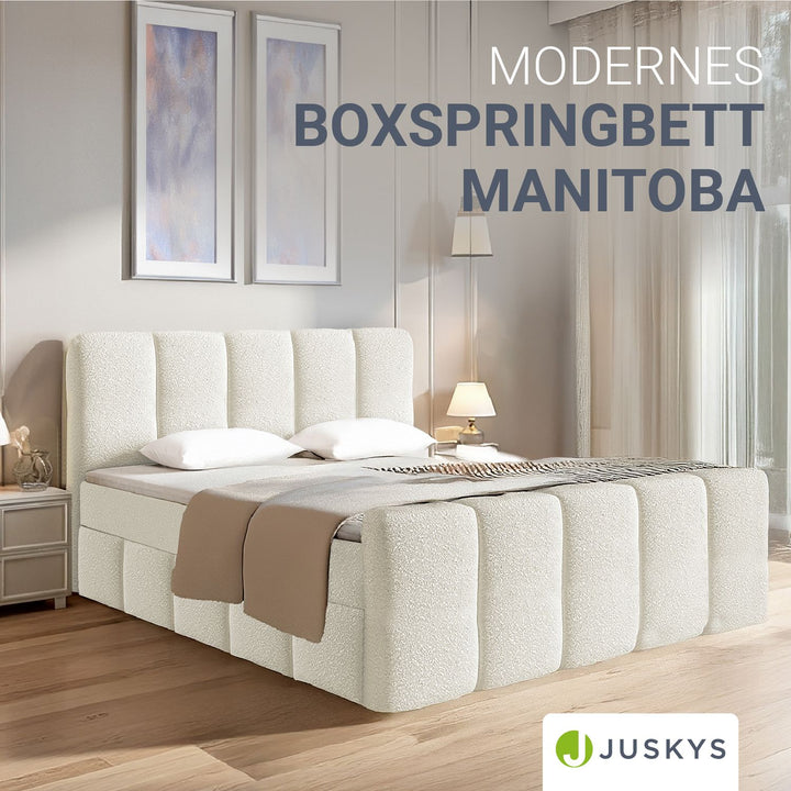 Boxspringbett Manitoba - Bouclé-Stoff