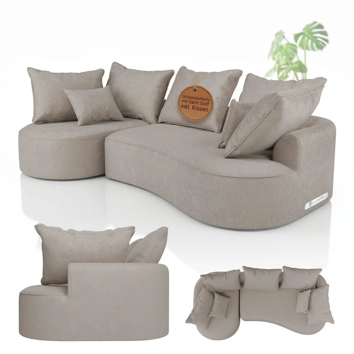 Sofa Tirano mit Ottomane & Dekokissen
