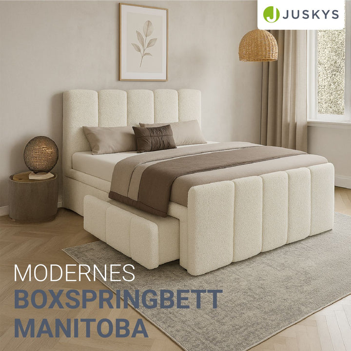 Boxspringbett Manitoba - Bouclé-Stoff