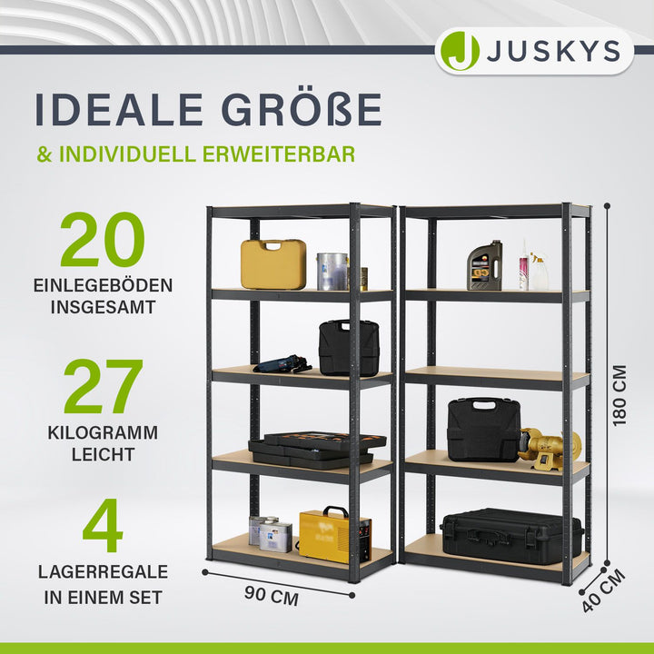 Lagerregal Basic 2er bis 8er Set 180 x 90 x 40 cm