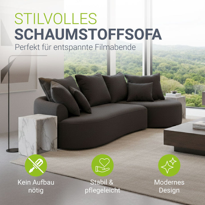 Sofa Tirano mit Ottomane & Dekokissen