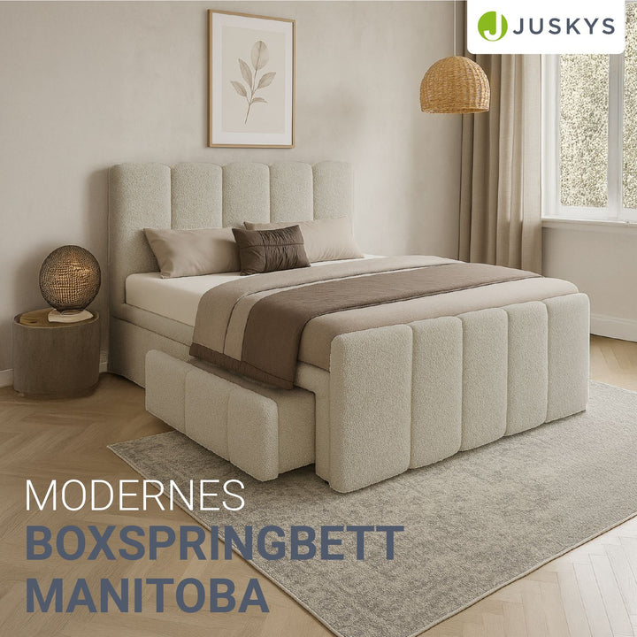 Boxspringbett Manitoba - Bouclé-Stoff