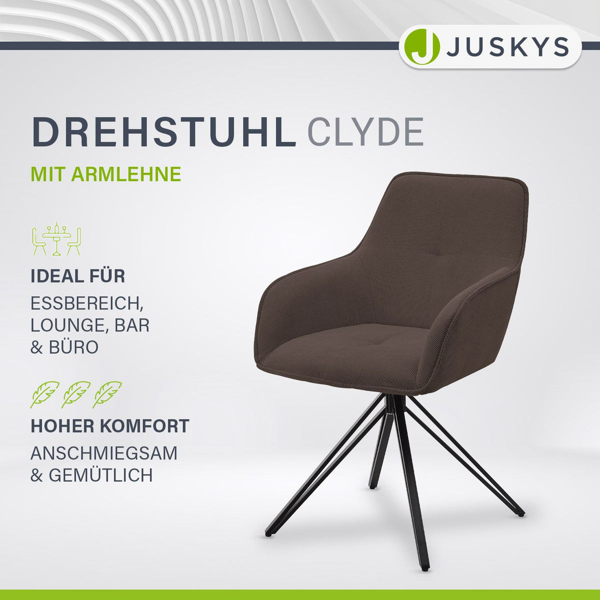 Drehstuhl Clyde mit Cord