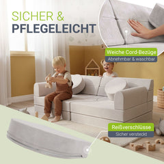 Kindersofa Kayo mit Cord Bezug & Kissen