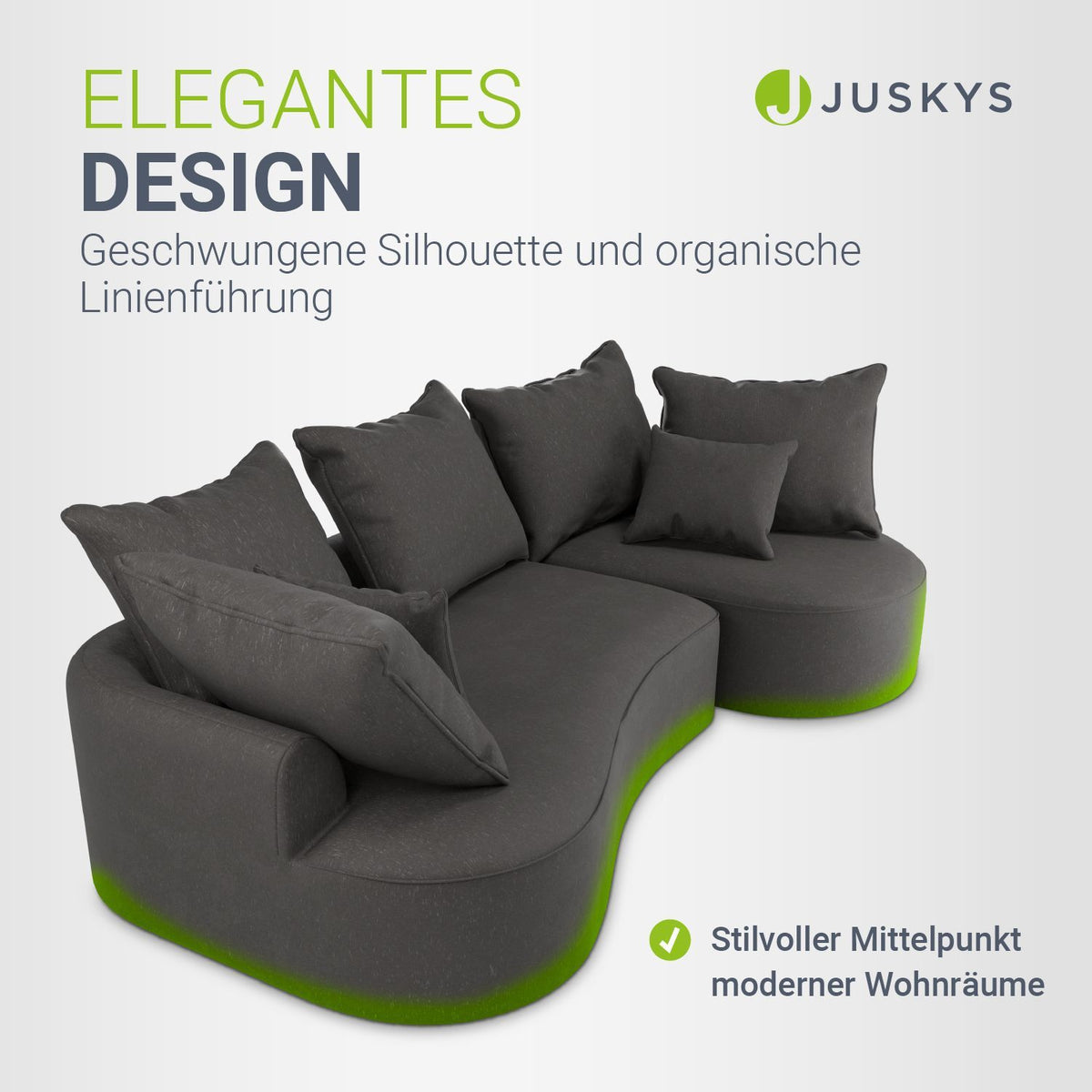 Sofa Tirano mit Ottomane & Dekokissen