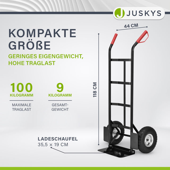 Sackkarre Basic in schwarz mit roten Griffen klappbar