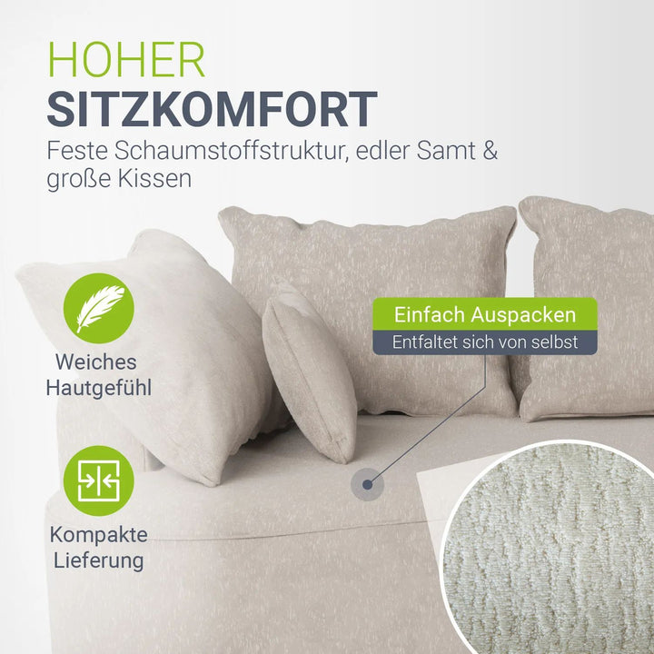 Sofa Tirano mit Ottomane & Dekokissen