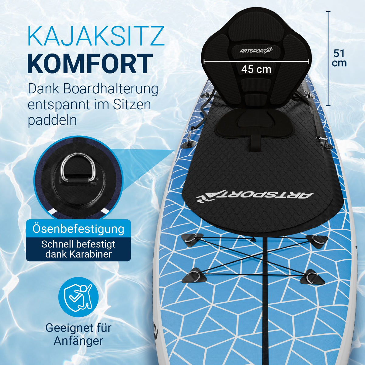 Stand Up Paddling Board mit Kajaksitz
