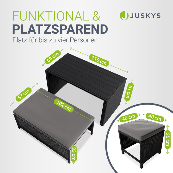 2in1 Polyrattan Gartenmöbel Jamaika