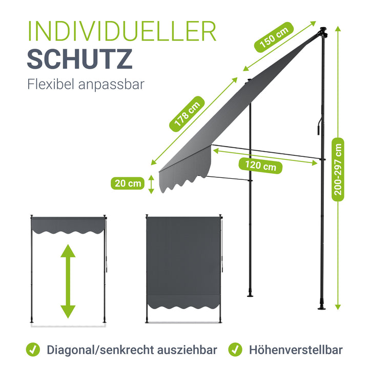 Klemmmarkise Kapstadt mit Handkurbel
