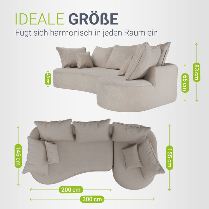 Sofa Tirano mit Ottomane & Dekokissen