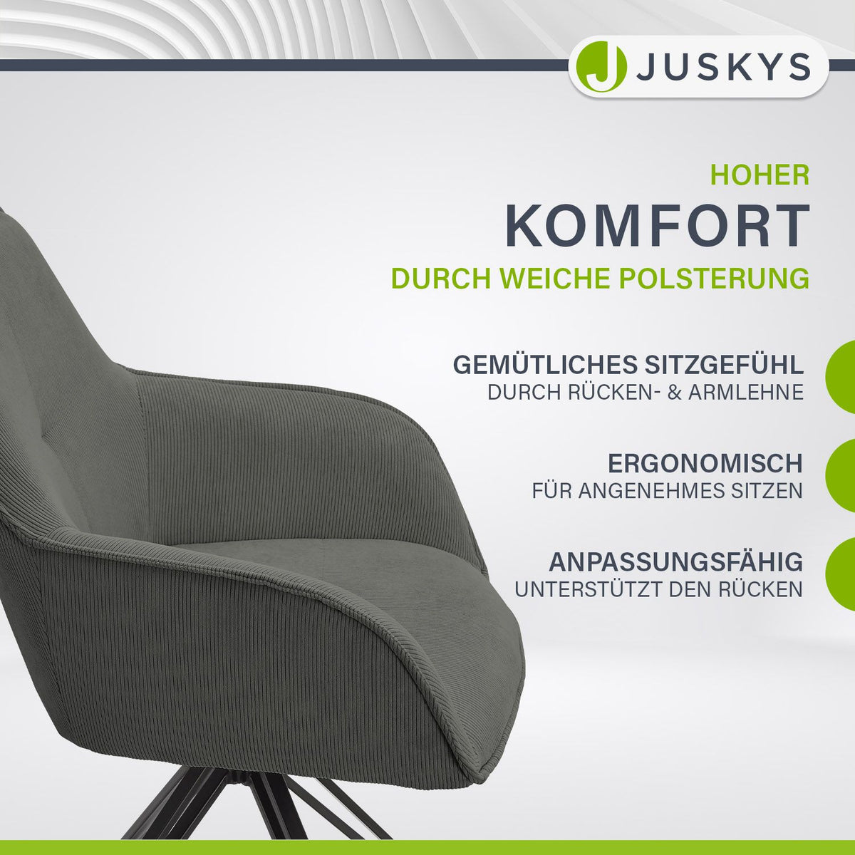 Drehstuhl Clyde mit Cord