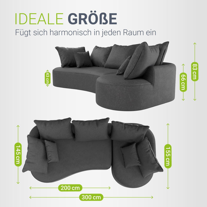 Sofa Tirano mit Ottomane & Dekokissen