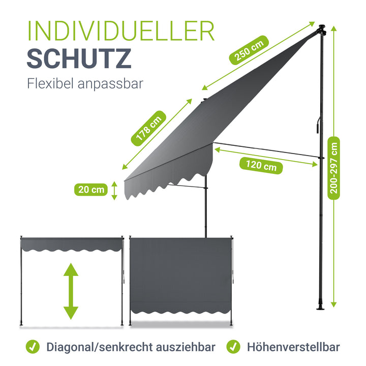 Klemmmarkise Kapstadt mit Handkurbel