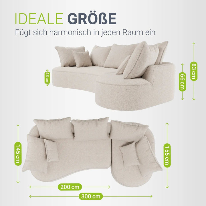 Sofa Tirano mit Ottomane & Dekokissen