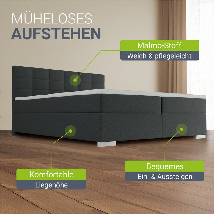Boxspringbett Seattle - Malmo-Stoff