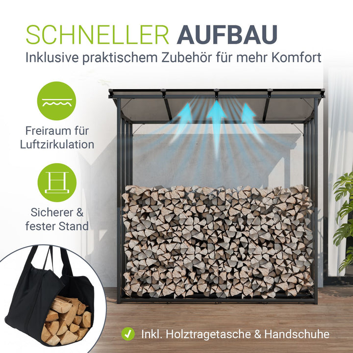 Kaminholzregal außen mit Dach