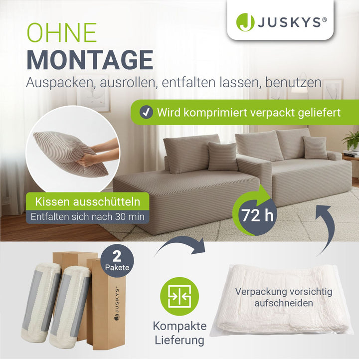 Sofa Coredo mit Cord Bezug & Dekokissen