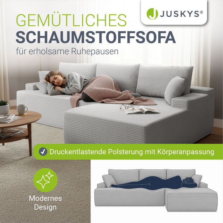 Sofa Coredo mit Cord Bezug & Dekokissen