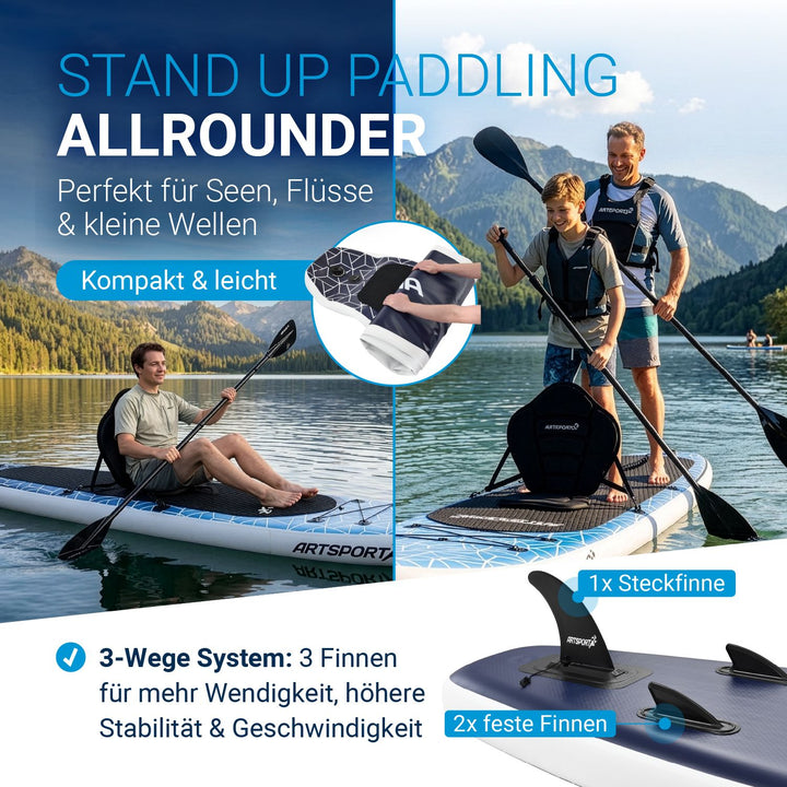 Stand Up Paddling Board mit Kajaksitz