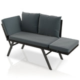 Polyrattan Multifunktionsbank Calvia Schwarz/Grau/Creme