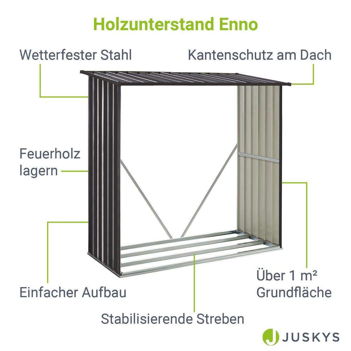 Holzunterstand Metall Enno