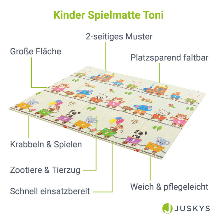 Spielmatte 180 x 200 cm mit diversen Tiermotiven