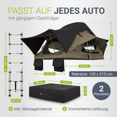 Dachzelt Lago für 2-3 Personen