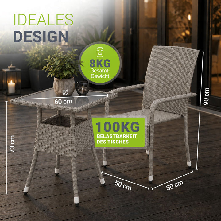 Eckiger Polyrattan Gartentisch Yoro