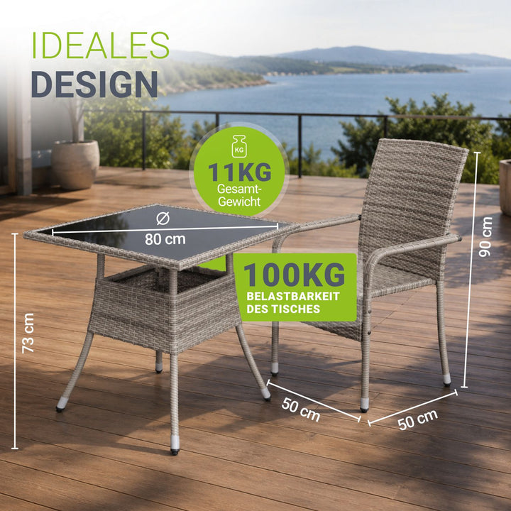 Eckiger Polyrattan Gartentisch Yoro