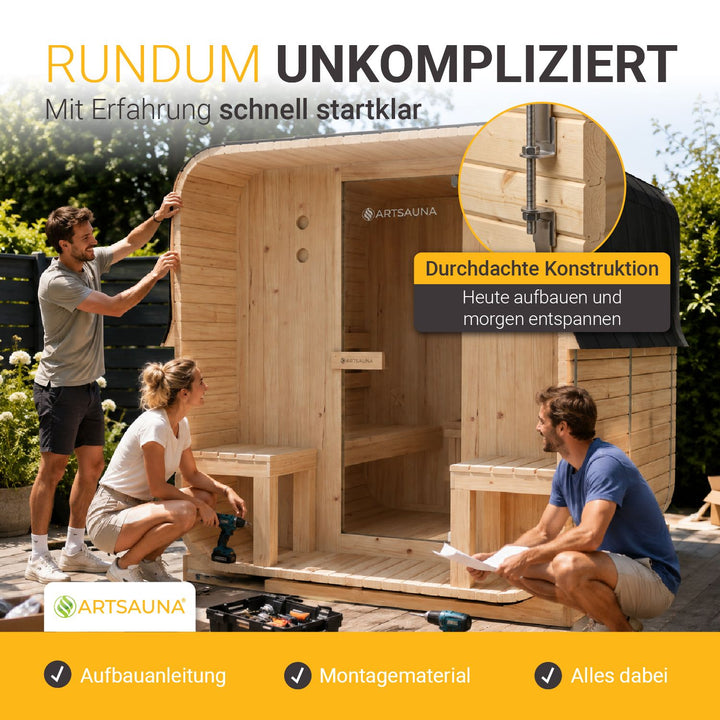 Fasssauna quadratisch Nolvik